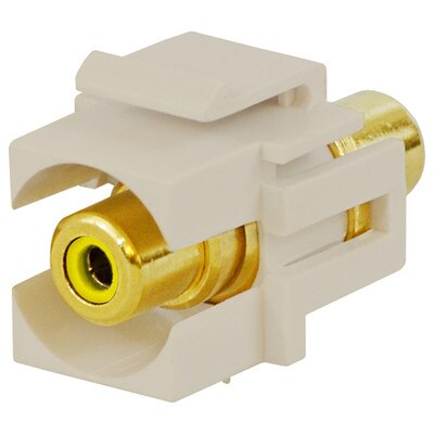 DataComm RCA Keystone Snap-In Connector, Yellow Insert, Light Almond